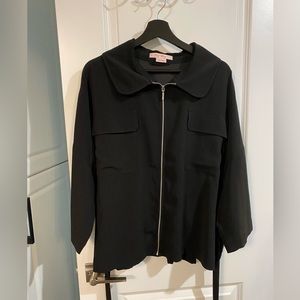 Zip Up Blazer with Waist Tie